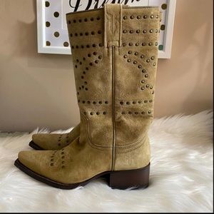Frye Studded Daisy Suede Cowboy Boots